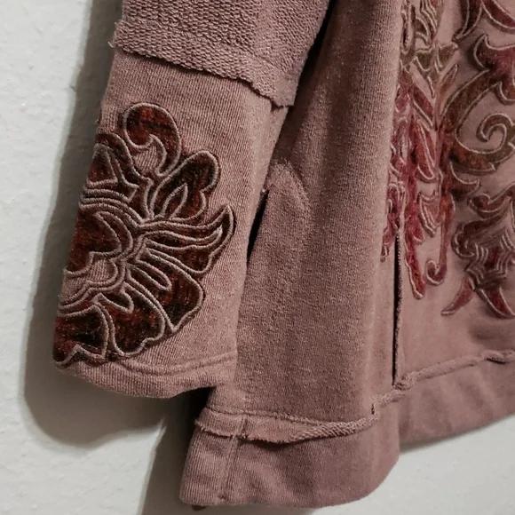 Soft Surroundings Patchwork Pullover Sweater, Color brown Velvet Size XS - Picture 3 of 14